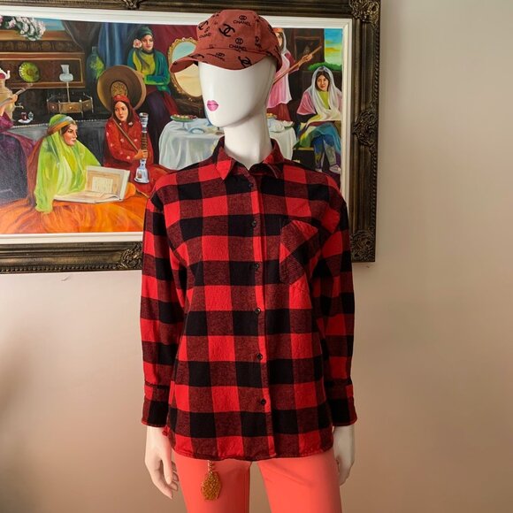 Lucky Brand Long Sleeve Button Up 100% Cotton Plaid Flannel Shirt - Picture 2 of 10